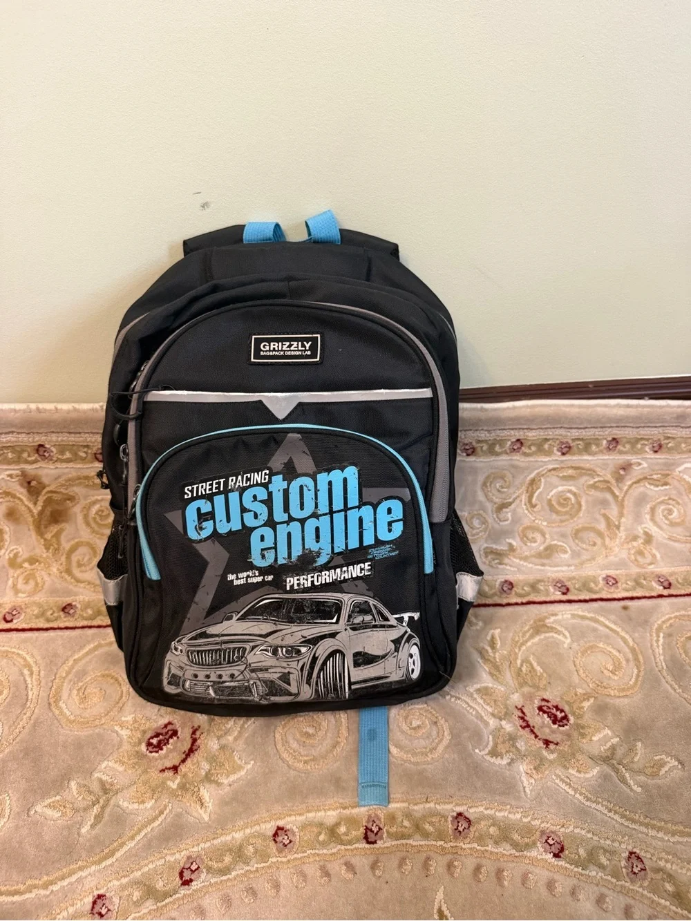 Kid’s Black & Blue Custom Engine Backpack